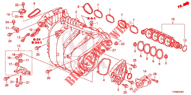 ANSAUGKRUEMMER (1.8L) für Honda CIVIC 1.8 SE 5 Türen 6 gang-Schaltgetriebe 2016