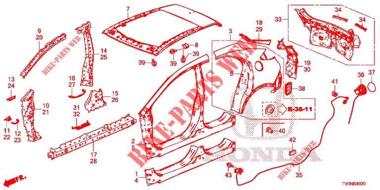 AUSSENBLECHE/TAFEL, HINTEN  für Honda CIVIC 1.8 SE 5 Türen 6 gang-Schaltgetriebe 2016
