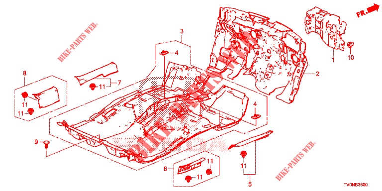 BODENMATTE/ISOLATOR  für Honda CIVIC 1.8 SE 5 Türen 6 gang-Schaltgetriebe 2016