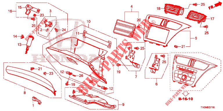INSTRUMENT, ZIERSTUECK (RH) für Honda CIVIC 1.8 SE 5 Türen 6 gang-Schaltgetriebe 2016