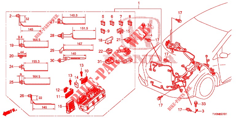 KABELBAUM (1) (RH) für Honda CIVIC 1.8 SE 5 Türen 6 gang-Schaltgetriebe 2016