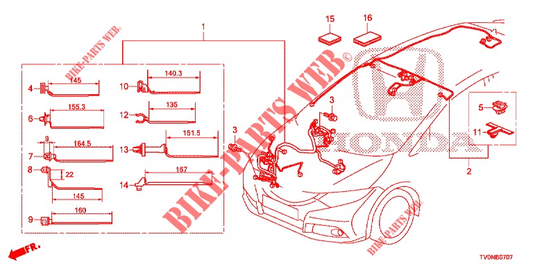 KABELBAUM (4) (RH) für Honda CIVIC 1.8 SE 5 Türen 6 gang-Schaltgetriebe 2016