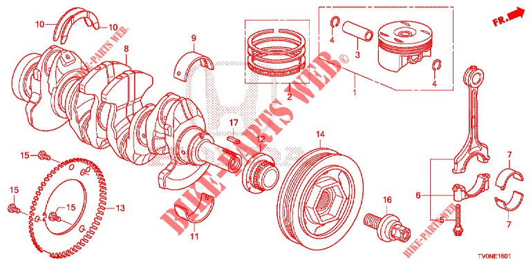 KURBELWELLE/KOLBEN (1.8L) für Honda CIVIC 1.8 SE 5 Türen 6 gang-Schaltgetriebe 2016