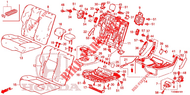 RUECKSITZ/SITZGURT, (D.) für Honda CIVIC 1.8 SE 5 Türen 6 gang-Schaltgetriebe 2016