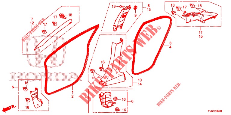 SAEULENZIERSTUECK (RH) für Honda CIVIC 1.8 SE 5 Türen 6 gang-Schaltgetriebe 2016