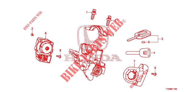 SCHLIESSZYLINDER KOMPONENTEN  für Honda CIVIC 1.8 SE 5 Türen 6 gang-Schaltgetriebe 2016