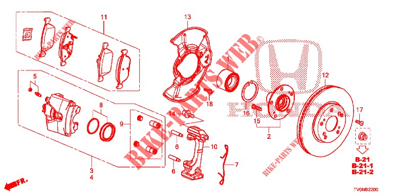 VORDERRADBREMSE  für Honda CIVIC 1.8 SE 5 Türen 6 gang-Schaltgetriebe 2016