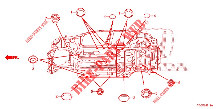 GUMMITUELLE (INFERIEUR) für Honda CIVIC 1.0 EXGT 5 Türen 6 gang-Schaltgetriebe 2017