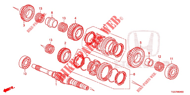 HAUPTWELLE  für Honda CIVIC 1.0 EXGT 5 Türen 6 gang-Schaltgetriebe 2017