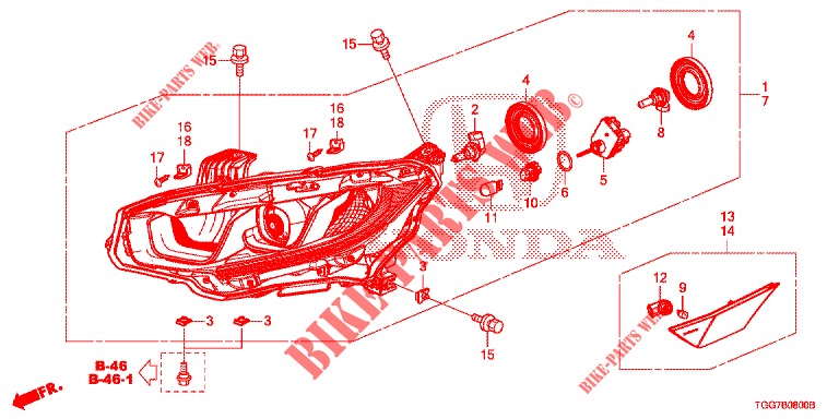 SCHEINWERFER (HALOGENE) für Honda CIVIC 1.0 EXGT 5 Türen 6 gang-Schaltgetriebe 2017