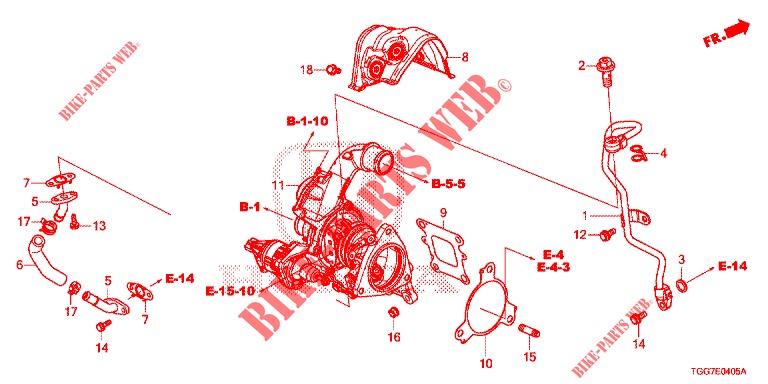 TURBOLADER (1,0 L) für Honda CIVIC 1.0 EXGT 5 Türen 6 gang-Schaltgetriebe 2017