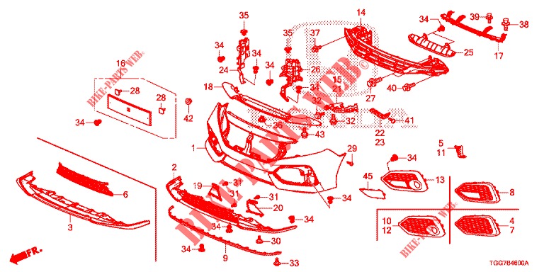 VORDERE STOSSFAENGER  für Honda CIVIC 1.0 EXGT 5 Türen 6 gang-Schaltgetriebe 2017