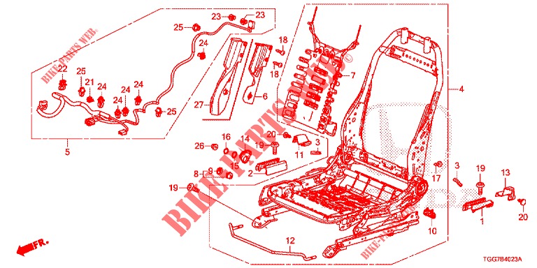 VORNE SITZKOMPONENTEN (D.) (HAUTEUR MANUELLE) (2) für Honda CIVIC 1.0 EXGT 5 Türen 6 gang-Schaltgetriebe 2017