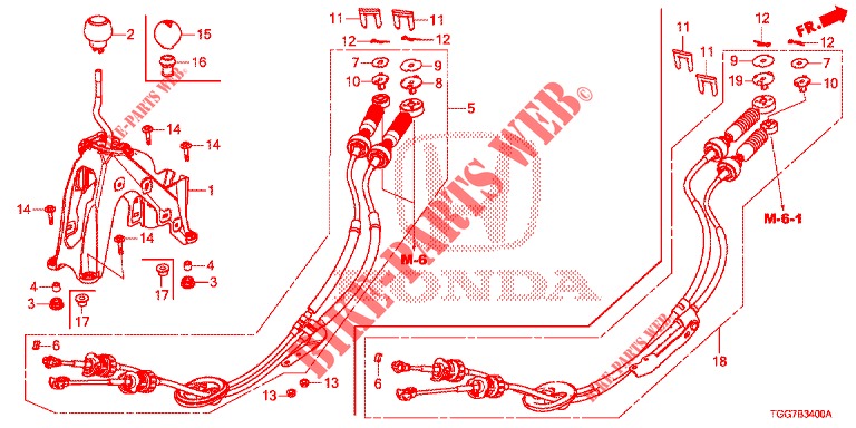 WAHLHEBEL(HMT)  für Honda CIVIC 1.0 EXGT 5 Türen 6 gang-Schaltgetriebe 2017