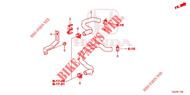WASSERSCHLAUCH/HEIZUNGSSCHACHT (1,0 L) für Honda CIVIC 1.0 EXGT 5 Türen 6 gang-Schaltgetriebe 2017