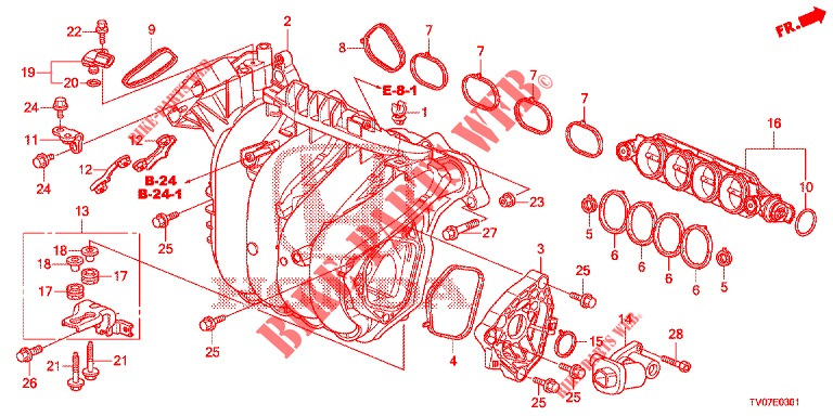 ANSAUGKRUEMMER (1.8L) für Honda CIVIC 1.8 SE 5 Türen 6 gang-Schaltgetriebe 2013