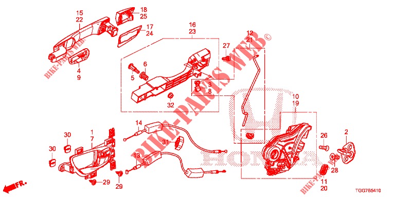 TUERSCHLOESSER, HINTEN/AEUSSERER GRIFF  für Honda CIVIC 1.0 MID 5 Türen vollautomatische 2018