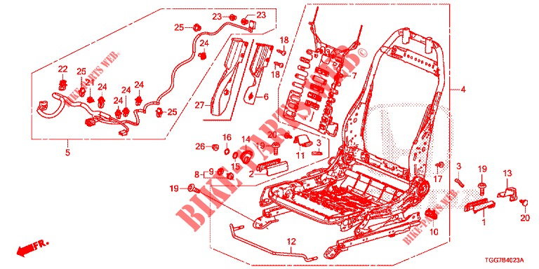 VORNE SITZKOMPONENTEN (D.) (HAUTEUR MANUELLE) (2) für Honda CIVIC 1.0 MID 5 Türen vollautomatische 2018