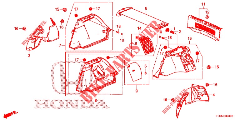 KOFFERRAUM SEITENVERKL.  für Honda CIVIC 1.5 RS 5 Türen vollautomatische 2018