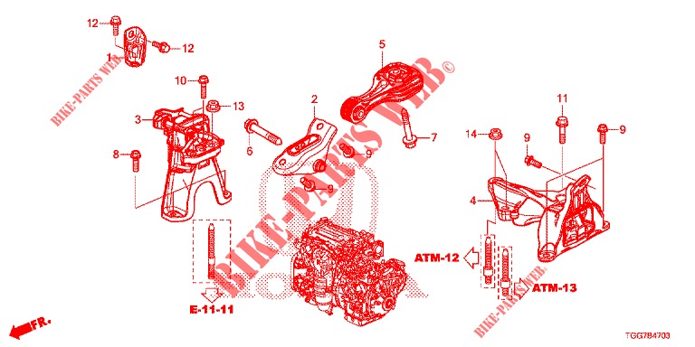 MOTORBEFESTIGUNGEN (1.5L) (CVT) für Honda CIVIC 1.5 RS 5 Türen vollautomatische 2018
