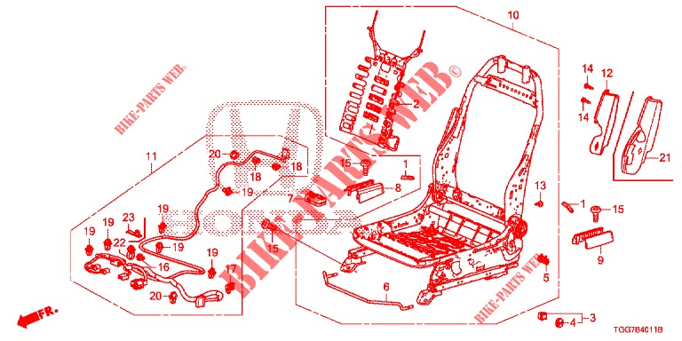 VORNE SITZKOMPONENTEN (G.) (SIEGE REGLAGE MANUEL) (2) für Honda CIVIC 1.5 RS 5 Türen vollautomatische 2018