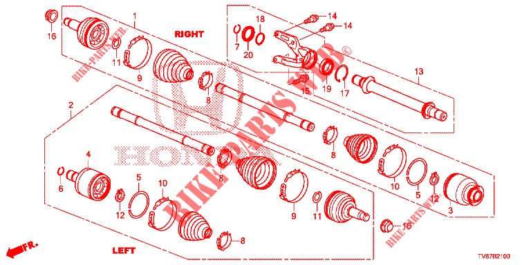 ANTRIEBSWELLE, VORNE/HALBWELLE  für Honda CIVIC TYPE R 5 Türen 6 gang-Schaltgetriebe 2016
