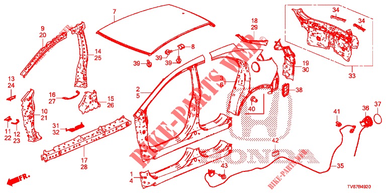 AUSSENBLECHE/TAFEL, HINTEN  für Honda CIVIC TYPE R 5 Türen 6 gang-Schaltgetriebe 2016