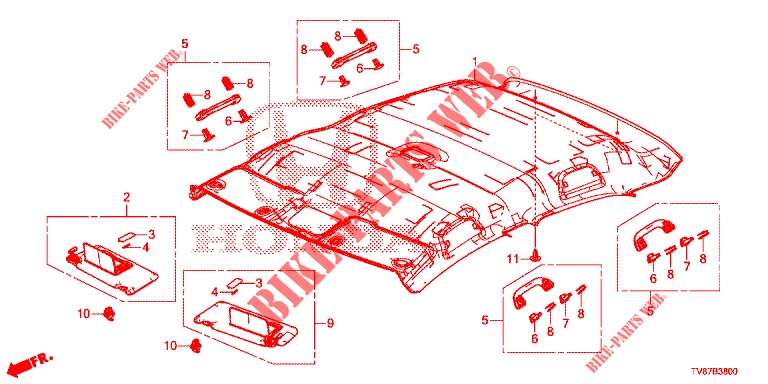 DACHVERKLEIDUNG  für Honda CIVIC TYPE R 5 Türen 6 gang-Schaltgetriebe 2016