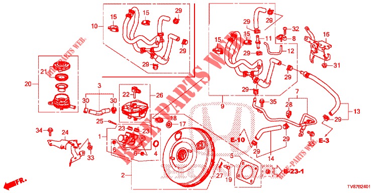 HAUPTBREMSZYLINDER/MASTER POWER (RH) für Honda CIVIC TYPE R 5 Türen 6 gang-Schaltgetriebe 2016