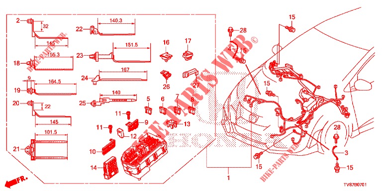 KABELBAUM (1) (RH) für Honda CIVIC TYPE R 5 Türen 6 gang-Schaltgetriebe 2016