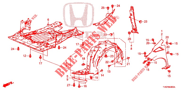 KOTFLUEGEL, VORNE  für Honda CIVIC TYPE R 5 Türen 6 gang-Schaltgetriebe 2016
