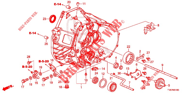 KUPPLUNGSGEHAEUSE  für Honda CIVIC TYPE R 5 Türen 6 gang-Schaltgetriebe 2016