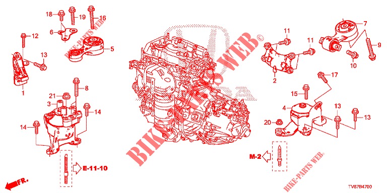 MOTORBEFESTIGUNGEN  für Honda CIVIC TYPE R 5 Türen 6 gang-Schaltgetriebe 2016