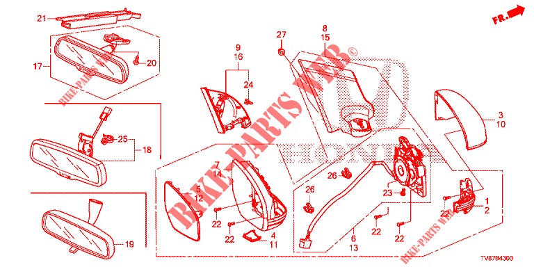 SPIEGEL/SCHIEBEDACH  für Honda CIVIC TYPE R 5 Türen 6 gang-Schaltgetriebe 2016