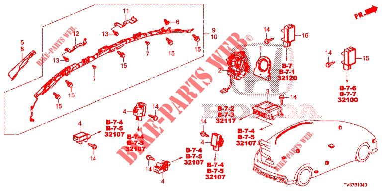 SRS EINHEIT(RH)  für Honda CIVIC TYPE R 5 Türen 6 gang-Schaltgetriebe 2016