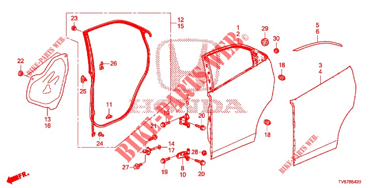 TUERBLECHE, HINTEN(4D)  für Honda CIVIC TYPE R 5 Türen 6 gang-Schaltgetriebe 2016