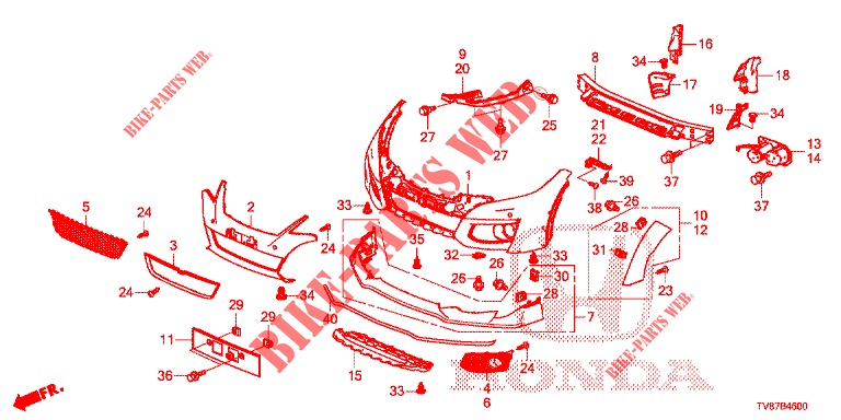 VORDERE STOSSFAENGER  für Honda CIVIC TYPE R 5 Türen 6 gang-Schaltgetriebe 2016