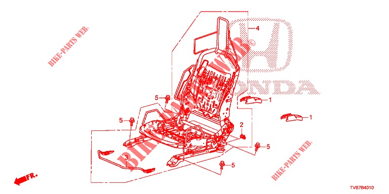 VORNE SITZKOMPONENTEN (G.) (SIEGE REGLAGE MANUEL) für Honda CIVIC TYPE R 5 Türen 6 gang-Schaltgetriebe 2016