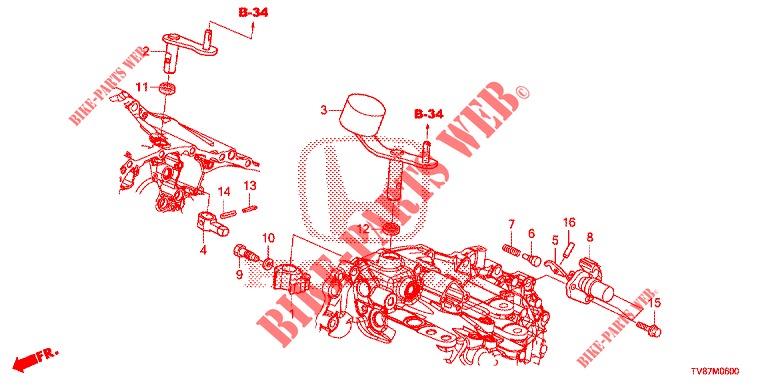 WAHLHEBEL(HMT)  für Honda CIVIC TYPE R 5 Türen 6 gang-Schaltgetriebe 2016