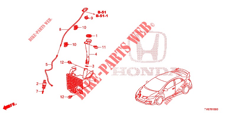 WINDSCHUTZSCHEIBENWASCHER (2D)  für Honda CIVIC TYPE R 5 Türen 6 gang-Schaltgetriebe 2016