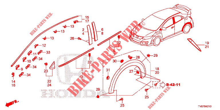 ZIERLEISTE/SCHUTZ  für Honda CIVIC TYPE R 5 Türen 6 gang-Schaltgetriebe 2016