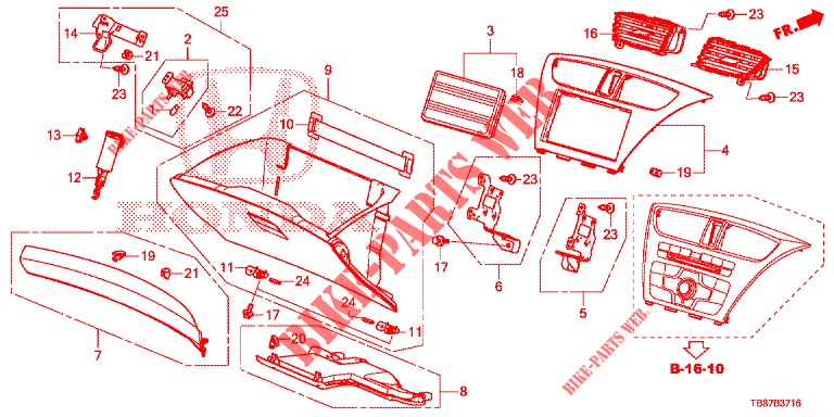 INSTRUMENT, ZIERSTUECK (COTE DE PASSAGER) (RH) für Honda CIVIC TOURER 1.8 SE 5 Türen 5 gang automatikgetriebe 2014