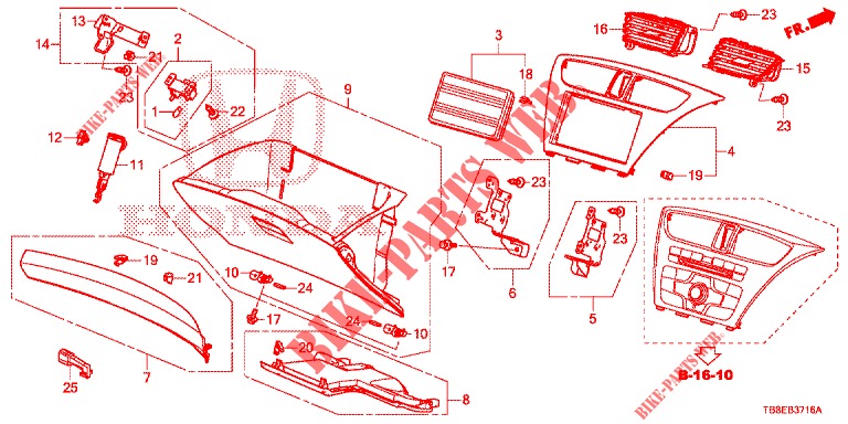 INSTRUMENT, ZIERSTUECK (COTE DE PASSAGER) (RH) für Honda CIVIC TOURER 1.8 SE 5 Türen 5 gang automatikgetriebe 2016