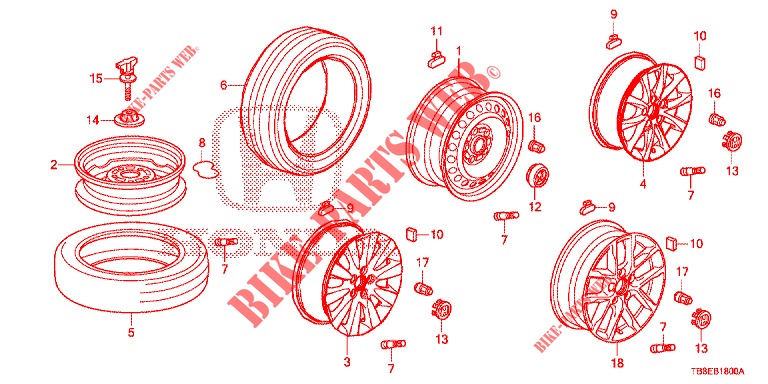 REIFEN/RADSCHEIBEN  für Honda CIVIC TOURER 1.8 EX 5 Türen 6 gang-Schaltgetriebe 2015