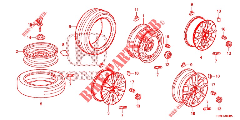 REIFEN/RADSCHEIBEN  für Honda CIVIC TOURER 1.8 SE 5 Türen 6 gang-Schaltgetriebe 2015