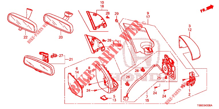 SPIEGEL/SCHIEBEDACH  für Honda CIVIC TOURER 1.8 SE 5 Türen 6 gang-Schaltgetriebe 2016