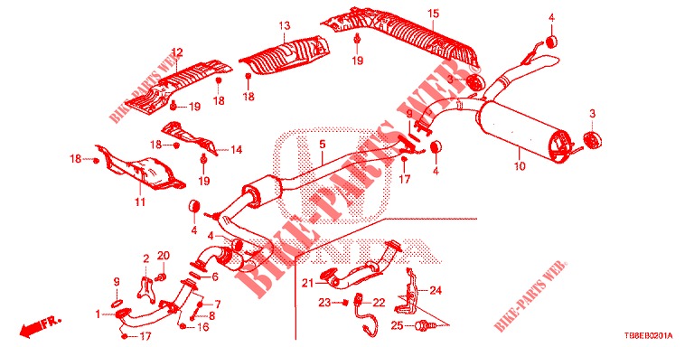 AUSPUFFROHR/SCHALLDAEMPFER (DIESEL) für Honda CIVIC TOURER DIESEL 1.6 ES 5 Türen 6 gang-Schaltgetriebe 2015