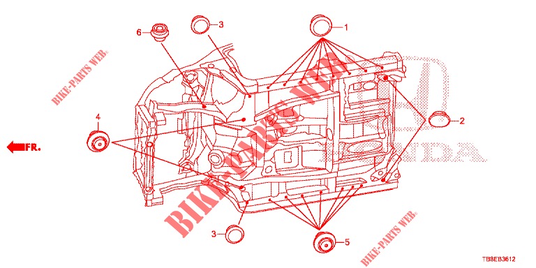 GUMMITUELLE (INFERIEUR) für Honda CIVIC TOURER DIESEL 1.6 ES 5 Türen 6 gang-Schaltgetriebe 2015