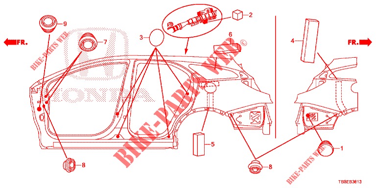 GUMMITUELLE (LATERAL) für Honda CIVIC TOURER DIESEL 1.6 ES 5 Türen 6 gang-Schaltgetriebe 2015