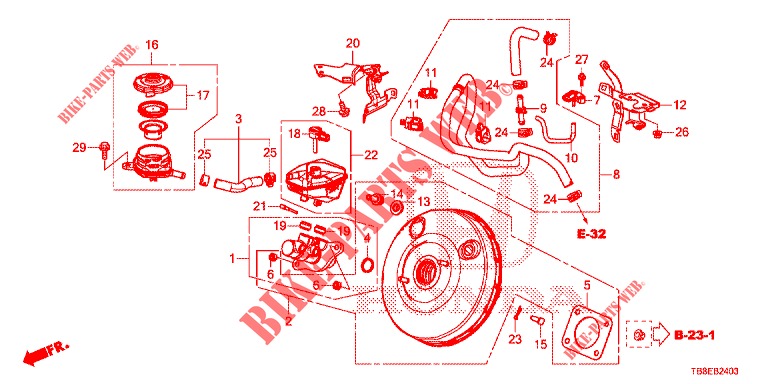 HAUPTBREMSZYLINDER/MASTER POWER (RH) (DIESEL) für Honda CIVIC TOURER DIESEL 1.6 ES 5 Türen 6 gang-Schaltgetriebe 2015